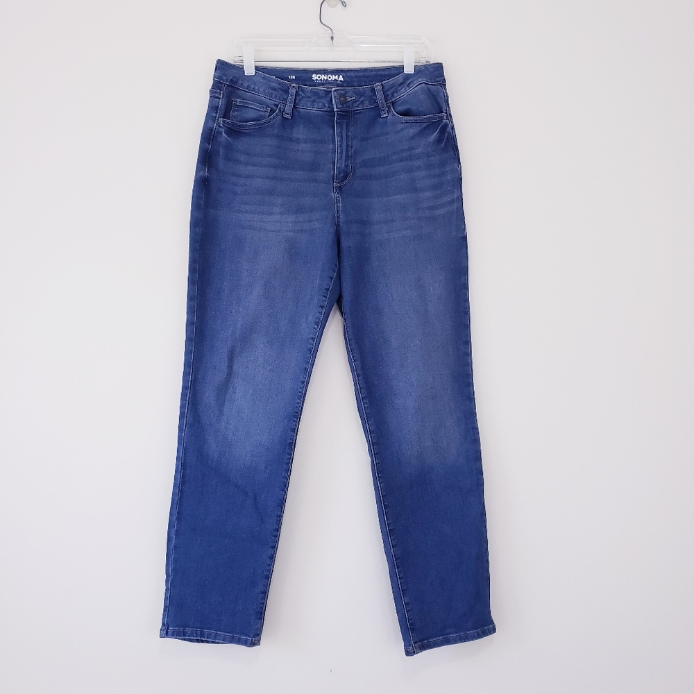 Sonoma High Rise Straight Jeans Dark Wash 12 Regular 12R - Picture 11 of 11